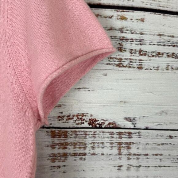 Women's EUC J McLaughlin Pink Cashmere Rolled Hem Short Sleeve Sweater Size L - Picture 6 of 6